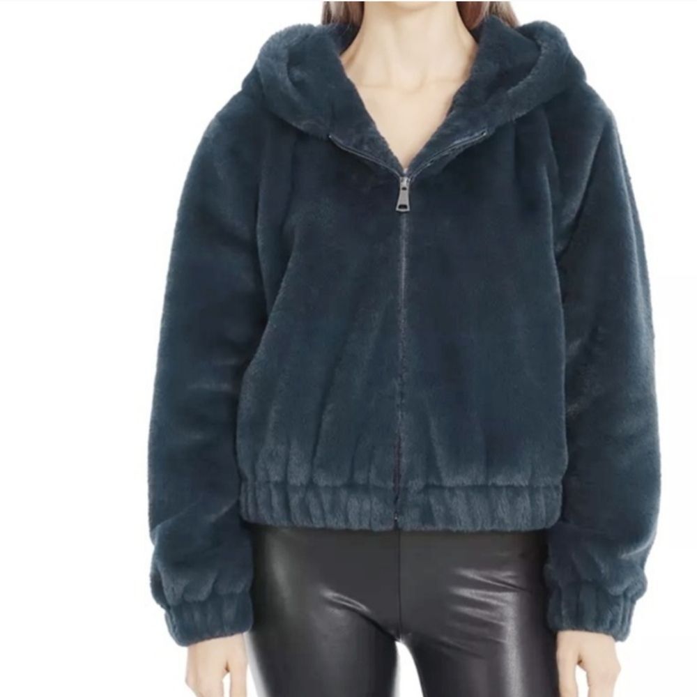 Avec Les Filles Faux Fur Thick Jacket Size M Navy